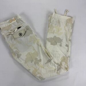 Da-Nang Camo Floral Zip Pocket Utility Pants Beige Cargo Style Medium